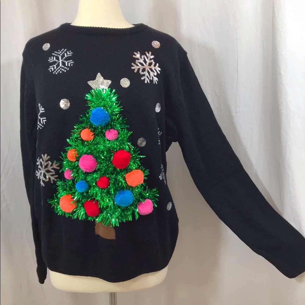 Ugly Sweater 3-D Garland Christmas Tree Pom Pom